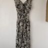 Nicole Farhi 100% Silk Floral Midi Dress – Timeless Monochrome Elegance XS