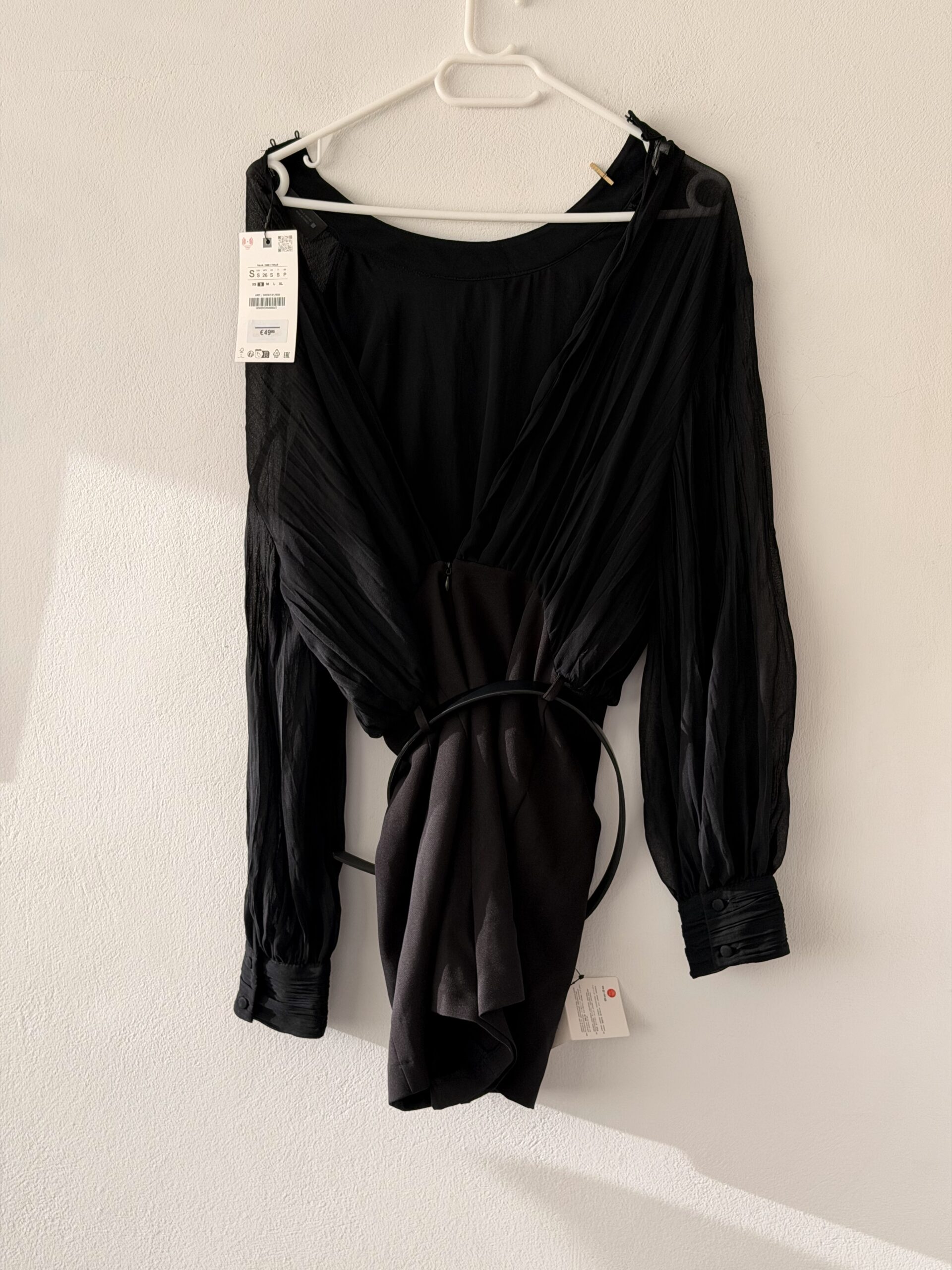 Zara Black Belted Sheer Sleeve Mini Playsuit – NEW WITH TAGS 1 Zara Black Belted Sheer Sleeve Mini Dress – NEW WITH TAGS