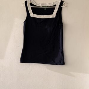 Lauren Ralph Lauren Navy Contrast Cotton Top