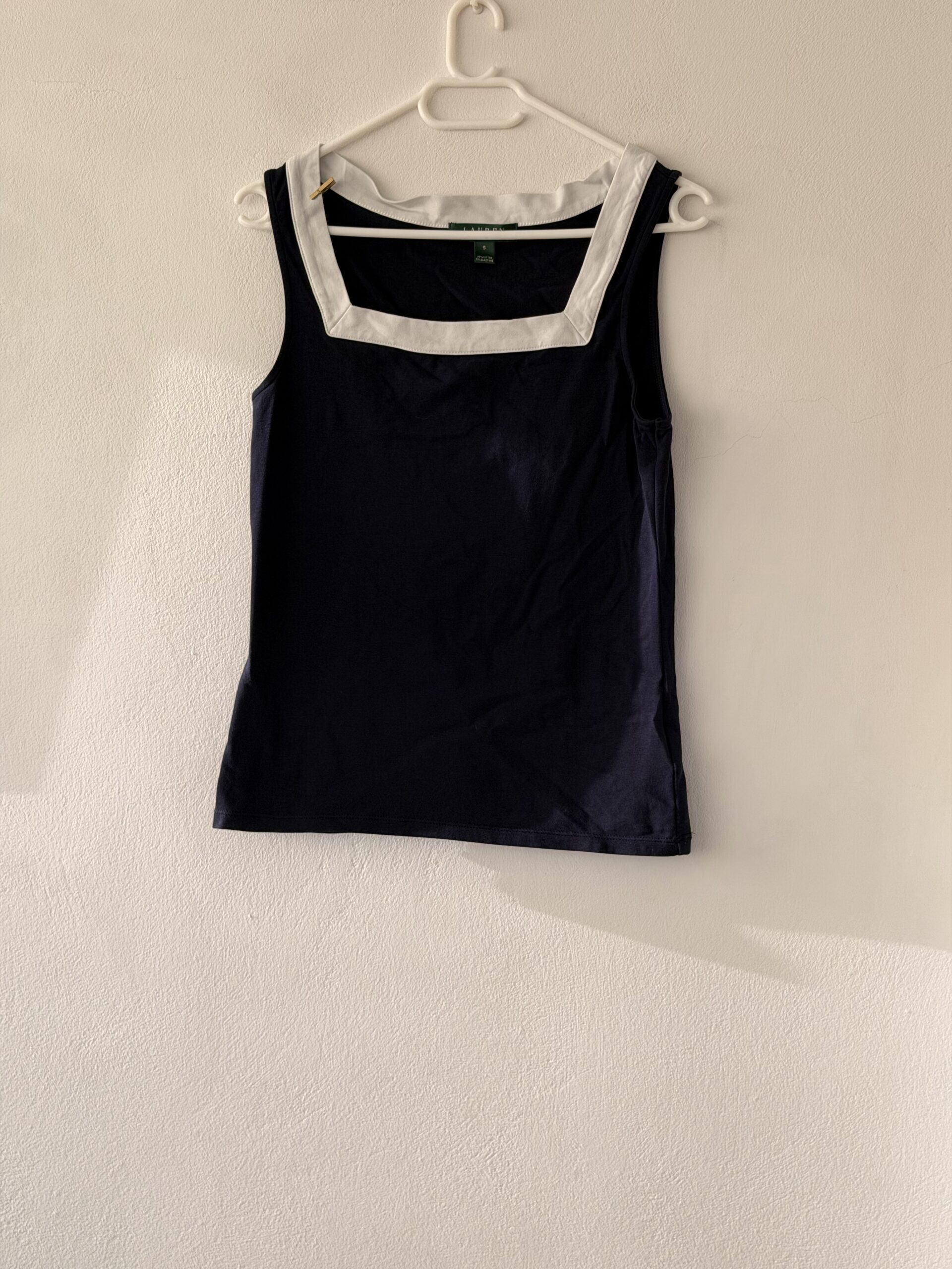 Lauren Ralph Lauren Navy Contrast Cotton Top 1 Lauren Ralph Lauren Navy Contrast Cotton Top
