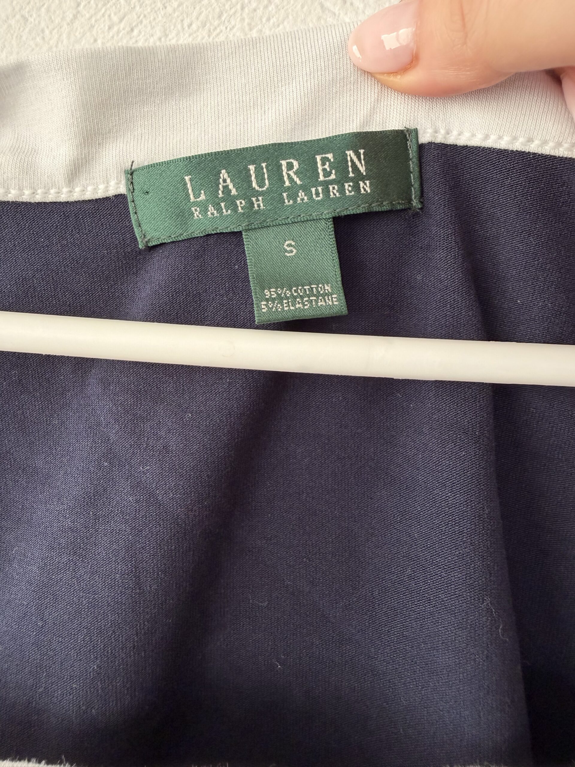 Lauren Ralph Lauren Navy Contrast Cotton Top 2 Lauren Ralph Lauren Navy Contrast Cotton Top - Image 2