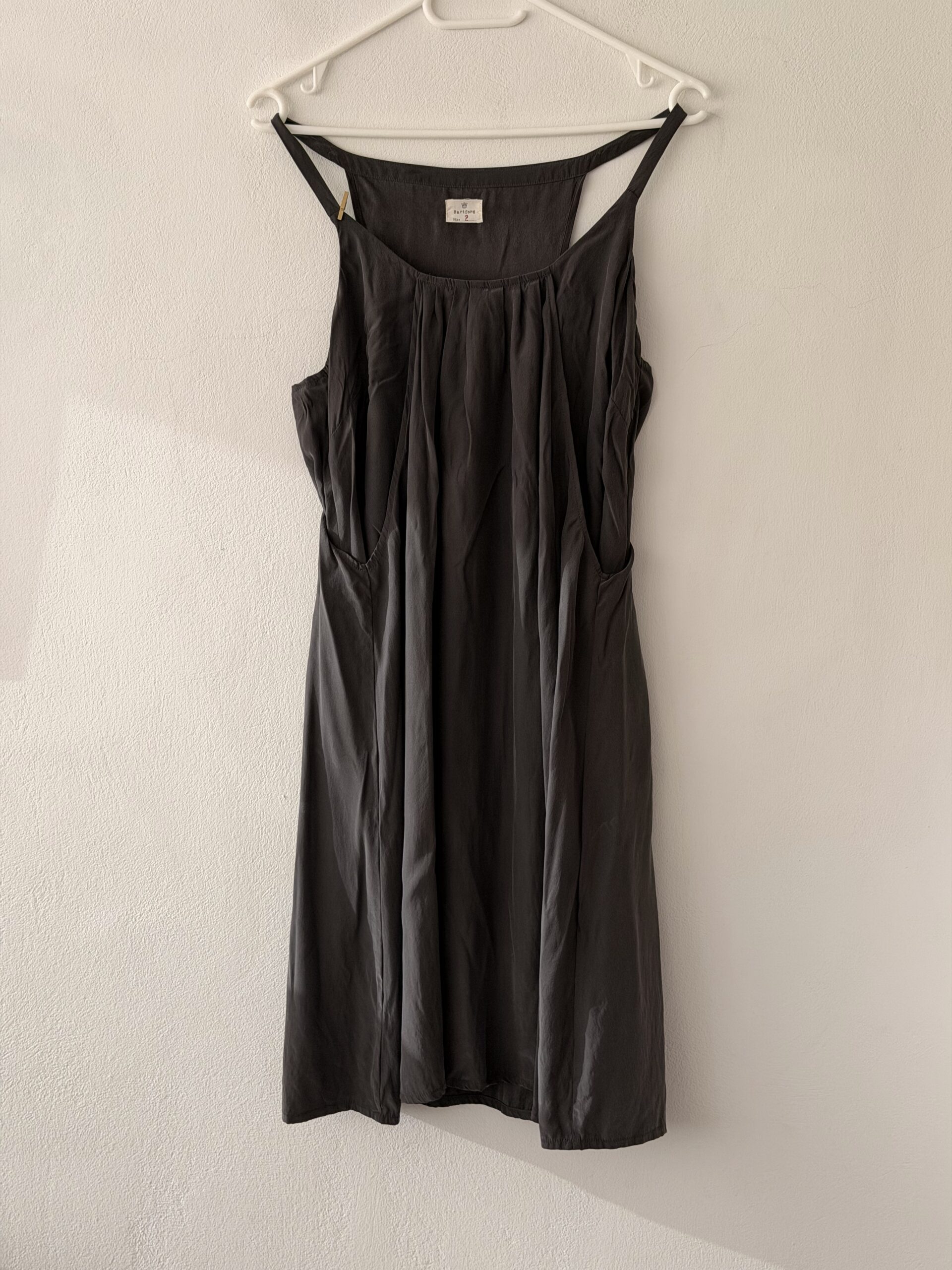 Hartford 100% Silk Charcoal Slip Dress – Parisian Luxury 1 Hartford 100% Silk Charcoal Slip Dress – Parisian Luxury