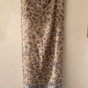 Luxury Leopard Print Pashmina Scarf in Dusty Blue & Sand Tones