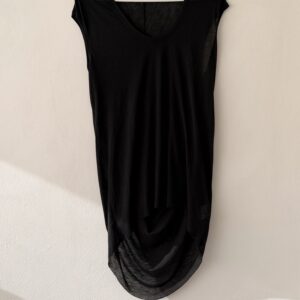 Helmut Lang Black Sheer Draped Designer Blouse