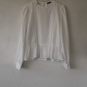 ZARA White Romantic Peplum Blouse with Pintuck Details