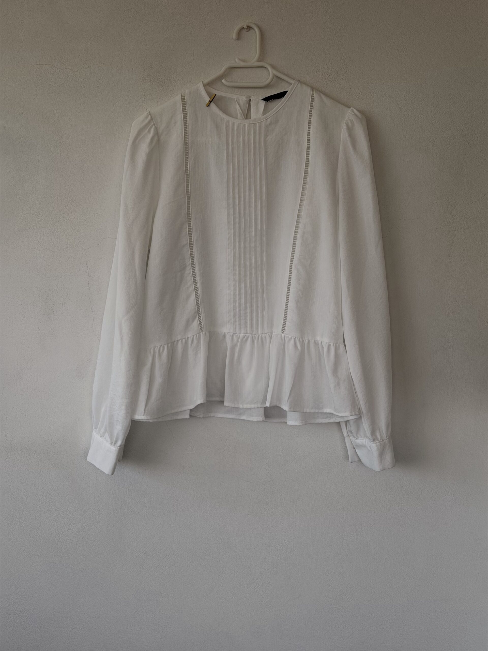 ZARA White Romantic Peplum Blouse with Pintuck Details 1 ZARA White Romantic Peplum Blouse with Pintuck Details