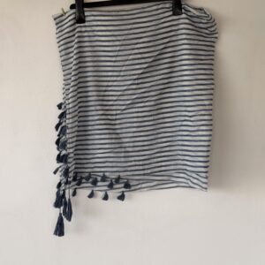 Mediterranean Blue Stripe Tassel Pareo / Scarf