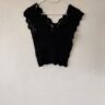 ZARA Black Lace Statement Top with Sculpted Floral Details